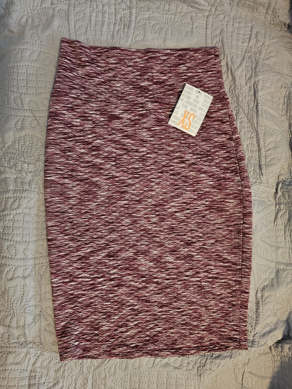 LuLaRoe Marled Burgundy and White Pencil Skirt